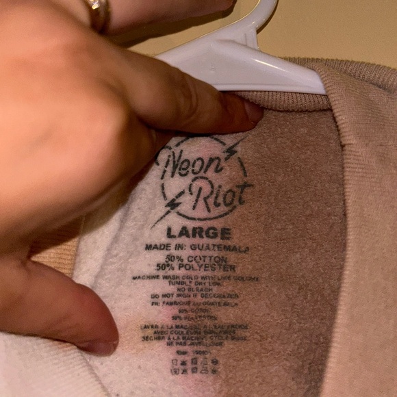 Urban Outfitters: Men's Tie-Dye Mushroom Embroidered Sweater- L Tan and Pink - Picture 3 of 6